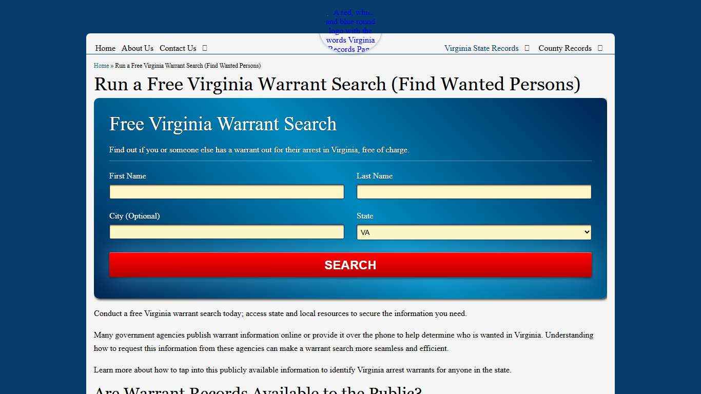 Run a Free Virginia Warrant Search (Find Wanted Persons)